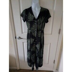 Disturbia Black & Green Relaxed Fit Wide Leg Fern Jumpsuit Size 8